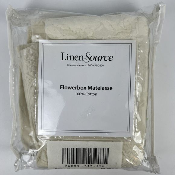 Linen Source Matelasse Pillow Sham Flowerbox Textured Print Ecru Cream Standard - Picture 1 of 10